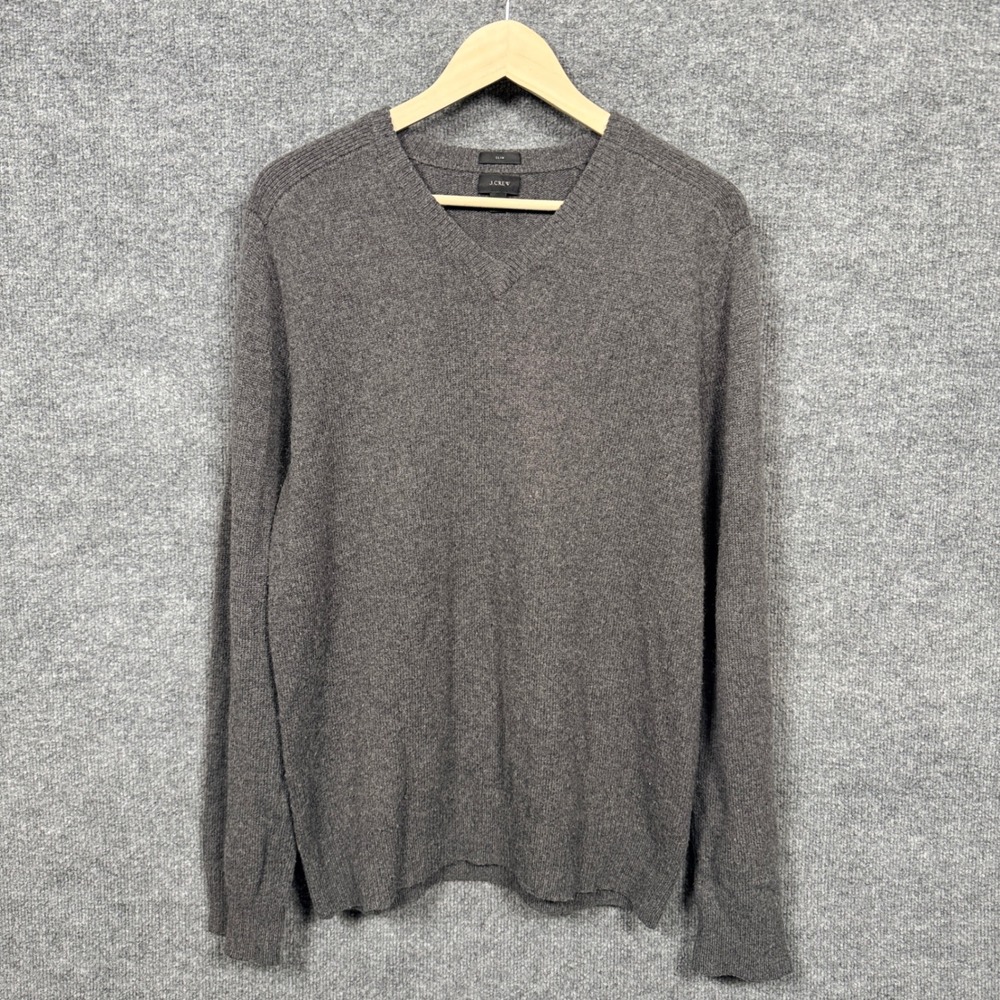 J. Crew Mens Size Large Sweater Gray Slim Fit V Neck Merino Wool Nylon Alpaca‎
